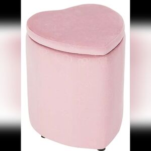 Pink Heart-Shaped Storage Ottoman